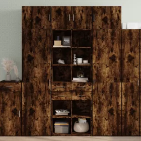   Füstös tölgy színű szerelt fa tárolószekrény 70 x 42,5 x 225 cm