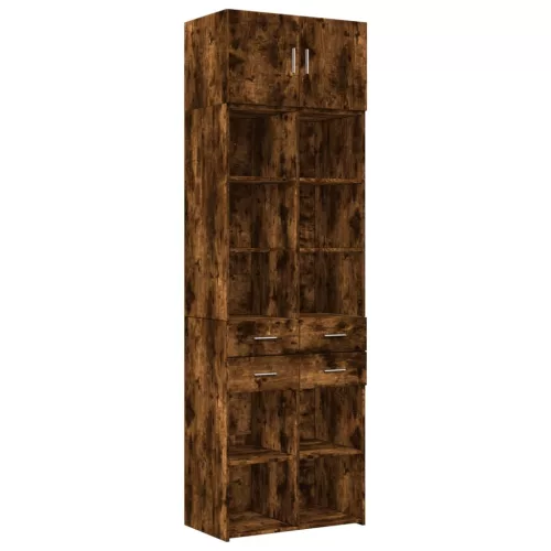 Füstös tölgy színű szerelt fa tárolószekrény 70 x 42,5 x 225 cm