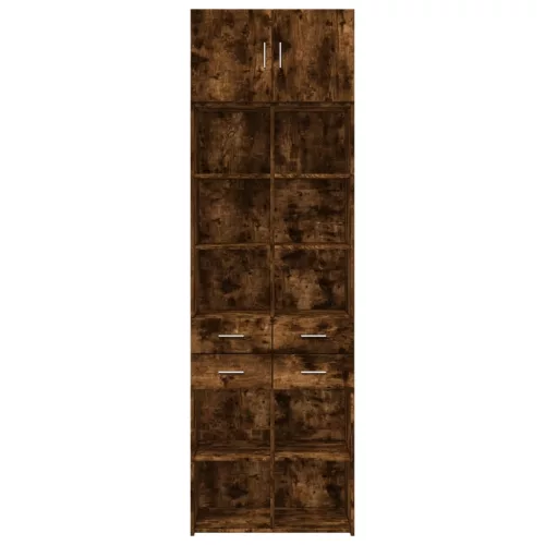 Füstös tölgy színű szerelt fa tárolószekrény 70 x 42,5 x 225 cm