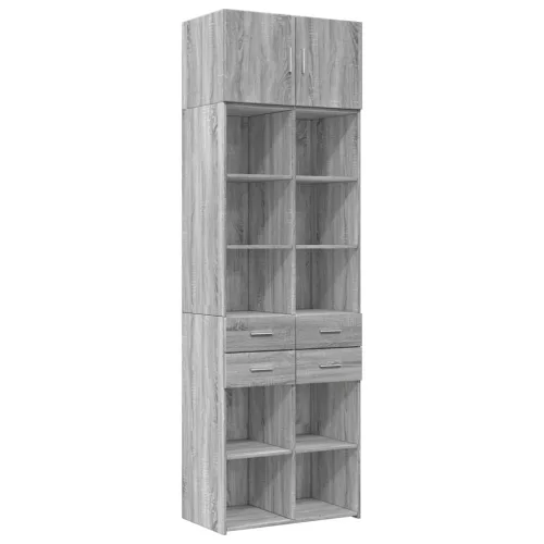 Szürke sonoma színű szerelt fa tárolószekrény 70x42,5x225 cm