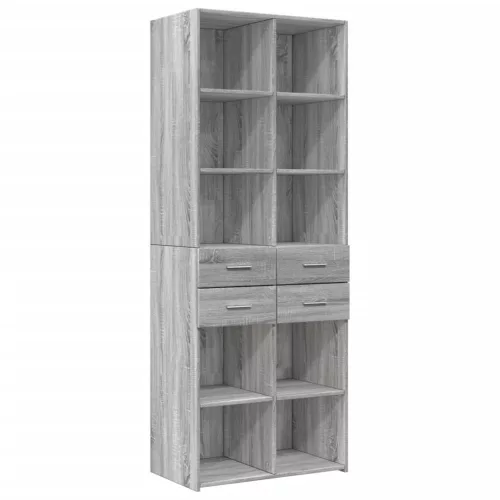 Szürke sonoma színű szerelt fa tárolószekrény 70x42,5x225 cm