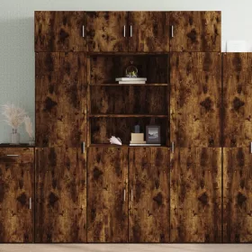  Füstös tölgy színű szerelt fa tárolószekrény 80 x 42,5 x 225 cm