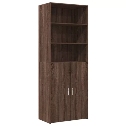 Barna tölgyszínű szerelt fa magasszekrény 70 x 42,5 x 185 cm