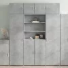 Betonszürke szerelt fa magasszekrény 80 x 42,5 x 185 cm