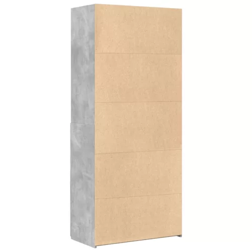 Betonszürke szerelt fa magasszekrény 80 x 42,5 x 185 cm