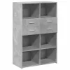 Betonszürke szerelt fa magasszekrény 80 x 42,5 x 124 cm