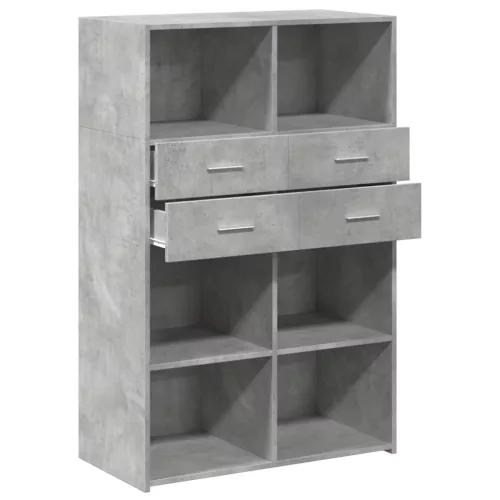 Betonszürke szerelt fa magasszekrény 80 x 42,5 x 124 cm