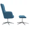 Kék bársony pihenőfotel lábtartóval
