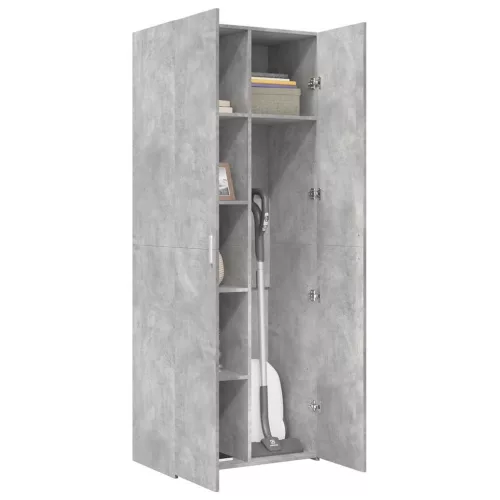 Betonszürke szerelt fa magasszekrény 70 x 42,5 x 185 cm