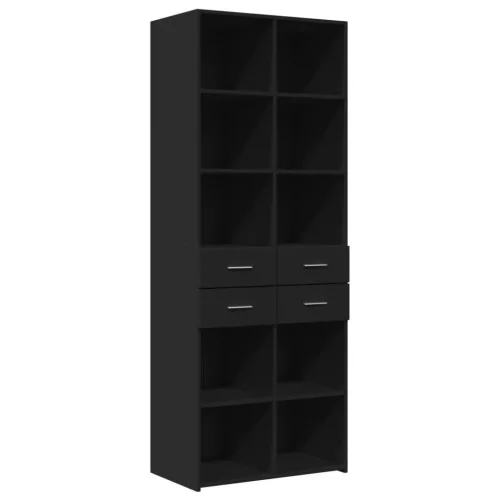 Fekete szerelt fa magasszekrény 70 x 42,5 x 185 cm