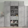 Betonszürke szerelt fa magasszekrény 70 x 42,5 x 185 cm