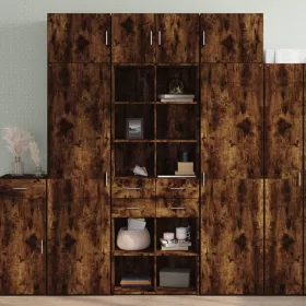   Füstös tölgy színű szerelt fa magasszekrény 70 x 42,5 x 185 cm