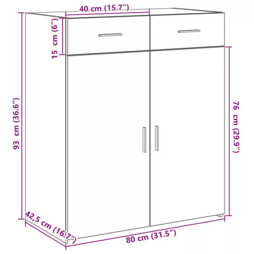 Fekete szerelt fa tálalószekrény 80 x 42,5 x 93 cm