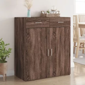   Barna tölgy színű szerelt fa tálalószekrény 80 x 42,5 x 93 cm