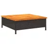 Fekete polyrattan és akácfa kerti asztal 70 x 70 x 25 cm