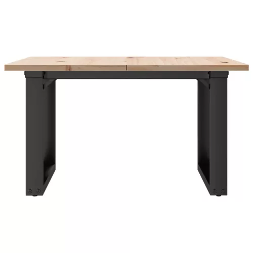 Tömör fenyőfa és acél dohányzóasztal O-vázzal 60x60x40 cm