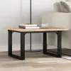 Tömör fenyőfa és acél dohányzóasztal O-vázzal 70x70x40 cm