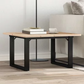   Tömör fenyőfa és acél dohányzóasztal O-vázzal 70x70x40 cm