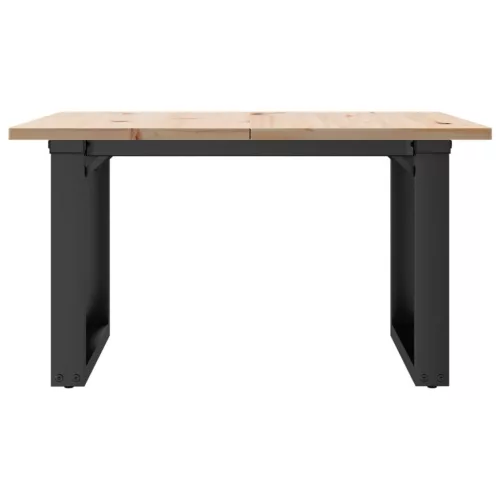 Tömör fenyőfa és acél dohányzóasztal O-vázzal 70x70x40 cm