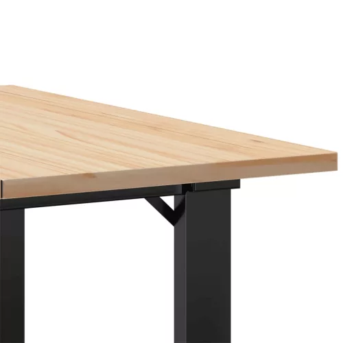 Tömör fenyőfa és acél dohányzóasztal O-vázzal 70x70x40 cm
