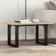 Tömör fenyőfa és acél dohányzóasztal O-vázzal 80x50x40 cm