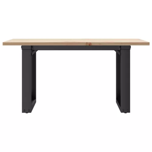 Tömör fenyőfa és acél dohányzóasztal O-vázzal 80x50x40 cm