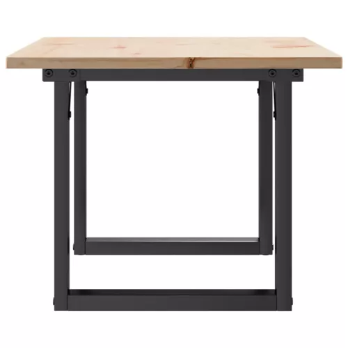 Tömör fenyőfa és acél dohányzóasztal O-vázzal 80x50x40 cm