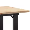 Tömör fenyőfa és acél dohányzóasztal O-vázzal 80x50x40 cm