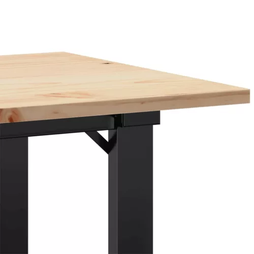 Tömör fenyőfa és acél dohányzóasztal O-vázzal 80x50x40 cm