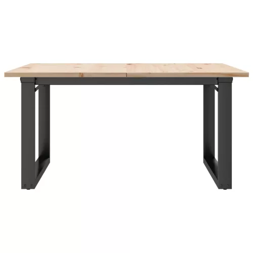 Tömör fenyőfa és acél dohányzóasztal O-vázzal 80x80x45 cm