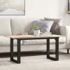 Tömör fenyőfa és acél dohányzóasztal O-vázzal 90x40x45 cm