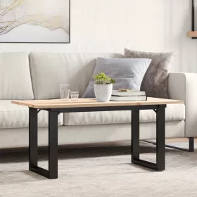   Tömör fenyőfa és acél dohányzóasztal O-vázzal 90x40x45 cm