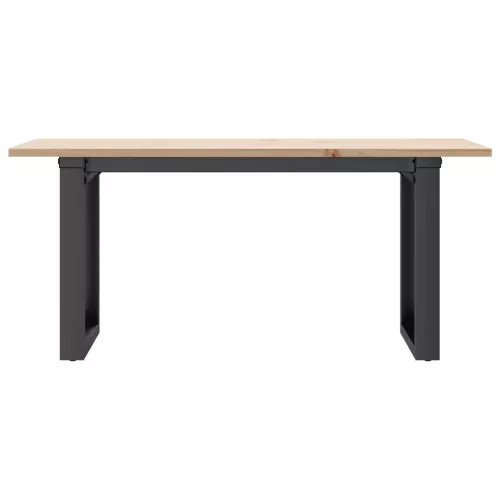 Tömör fenyőfa és acél dohányzóasztal O-vázzal 90x40x45 cm