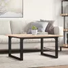 Tömör fenyőfa és acél dohányzóasztal O-vázzal 90x90x45 cm