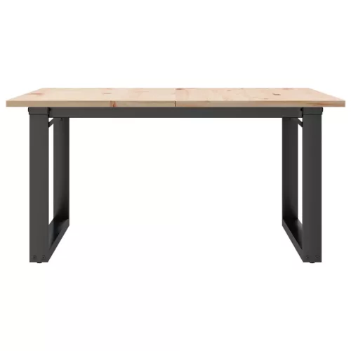Tömör fenyőfa és acél dohányzóasztal O-vázzal 90x90x45 cm