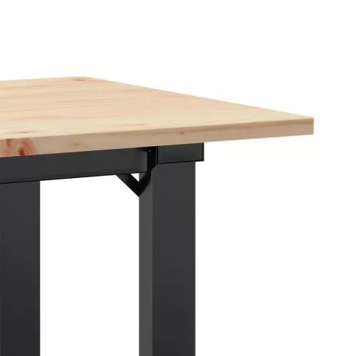 Tömör fenyőfa és acél dohányzóasztal O-vázzal 100x50x45 cm