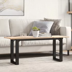   Tömör fenyőfa és acél dohányzóasztal O-vázzal 110x40x45 cm