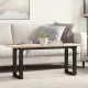 Tömör fenyőfa és acél dohányzóasztal O-vázzal 110x40x45 cm