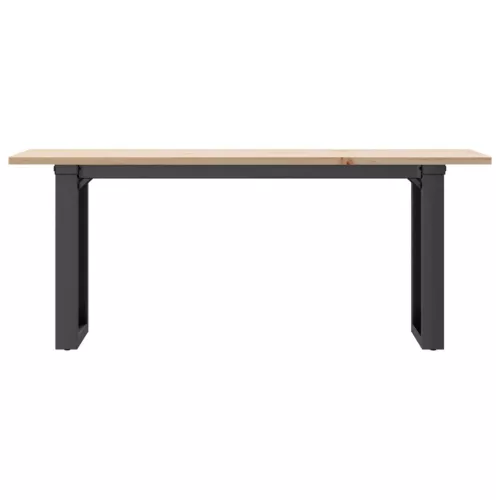 Tömör fenyőfa és acél dohányzóasztal O-vázzal 110x40x45 cm