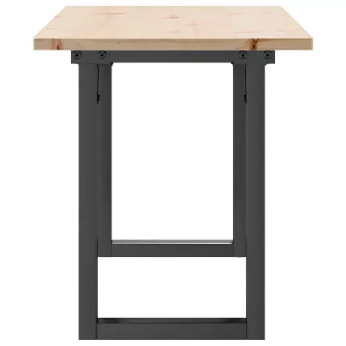 Tömör fenyőfa és acél dohányzóasztal O-vázzal 110x40x45 cm