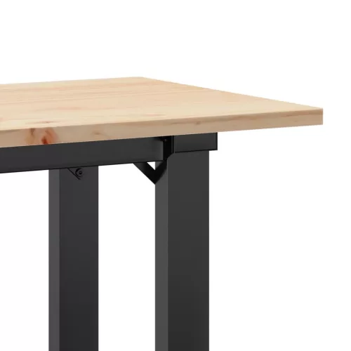 Tömör fenyőfa és acél dohányzóasztal O-vázzal 110x40x45 cm