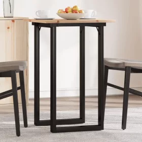   Tömör fenyőfa és acél étkezőasztal O-vázzal 50x50x75 cm