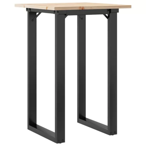 Tömör fenyőfa és acél étkezőasztal O-vázzal 50x50x75 cm