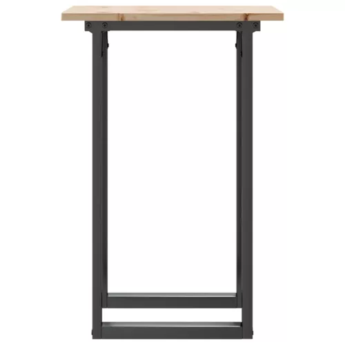 Tömör fenyőfa és acél étkezőasztal O-vázzal 50x50x75 cm
