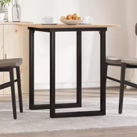   Tömör fenyőfa és acél étkezőasztal O-vázzal 60x60x75 cm