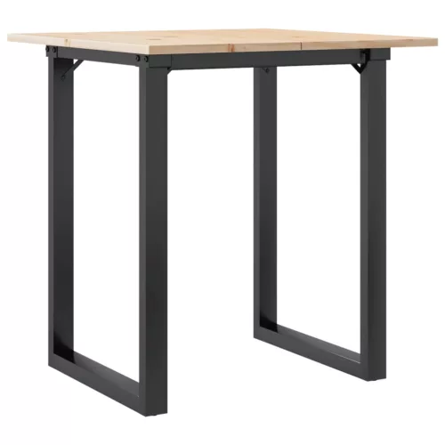 Tömör fenyőfa és acél étkezőasztal O-vázzal 60x60x75 cm