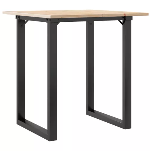 Tömör fenyőfa és acél étkezőasztal O-vázzal 60x60x75 cm