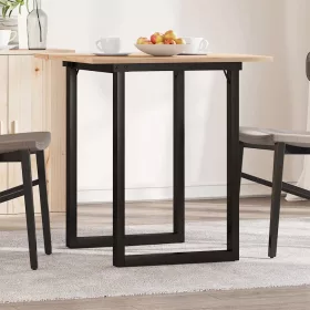   Tömör fenyőfa és acél étkezőasztal O-vázzal 70x70x75 cm