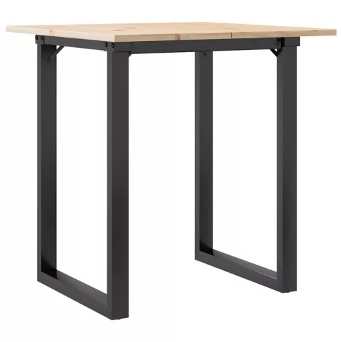 Tömör fenyőfa és acél étkezőasztal O-vázzal 70x70x75 cm