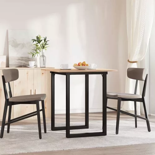 Tömör fenyőfa és acél étkezőasztal O-vázzal 70x70x75 cm
